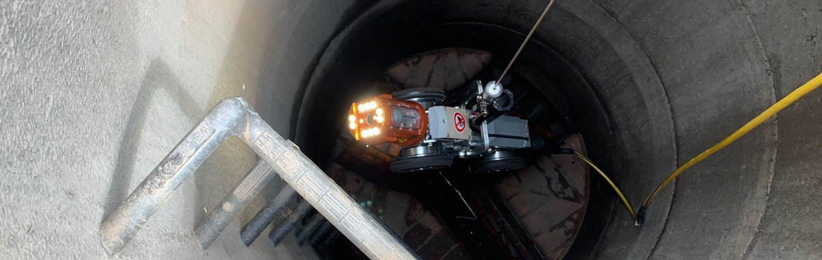 Rapid View robot being lowered in sewer
