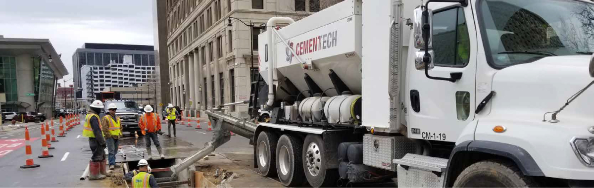 Cementech truck on urban jobsite